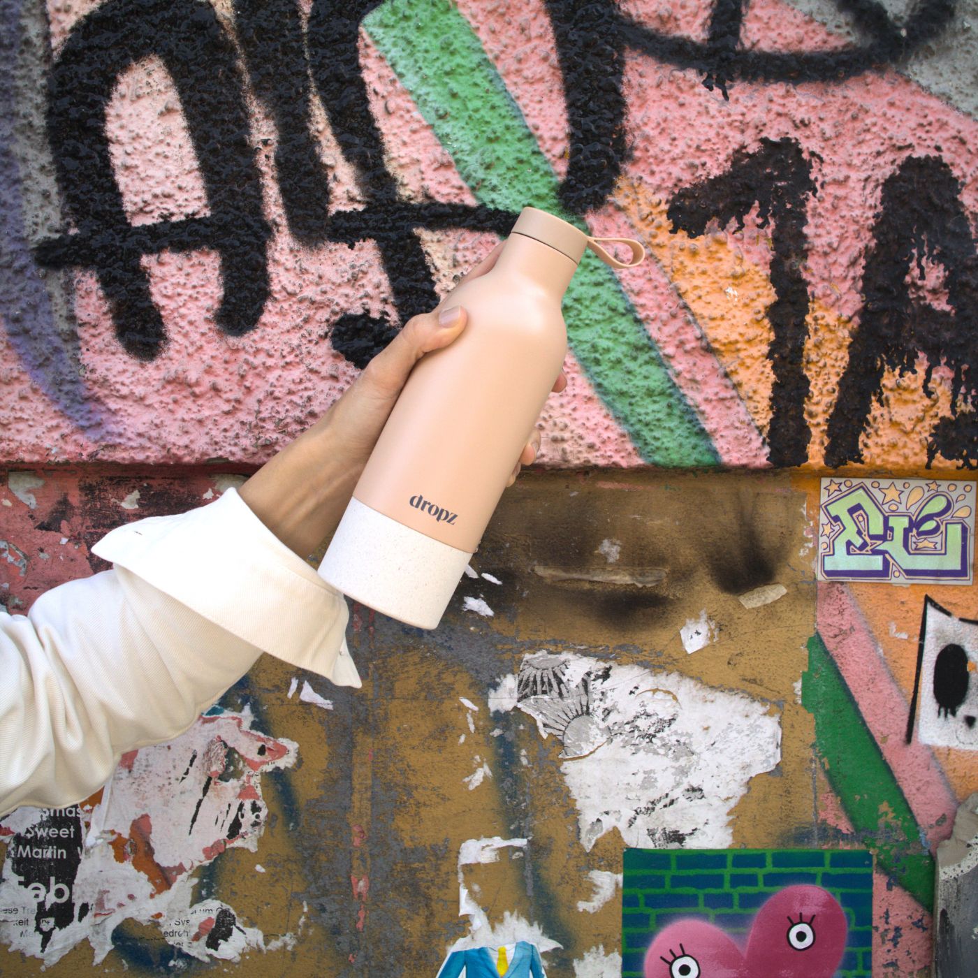 bottiglia dropz beige - 0,5 L con vano portaoggetti